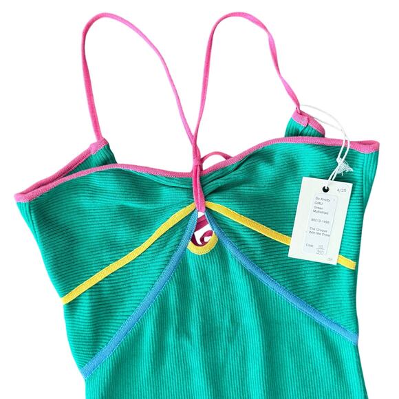 Mother So Knotty Green Multistripe Groove With Me Halter Midi Dress Sz S NEW Tag - Picture 5 of 12